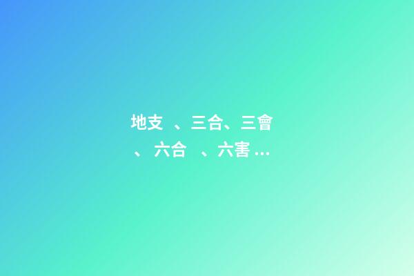 地支、三合、三會、 六合、六害、三刑各代表的意義!